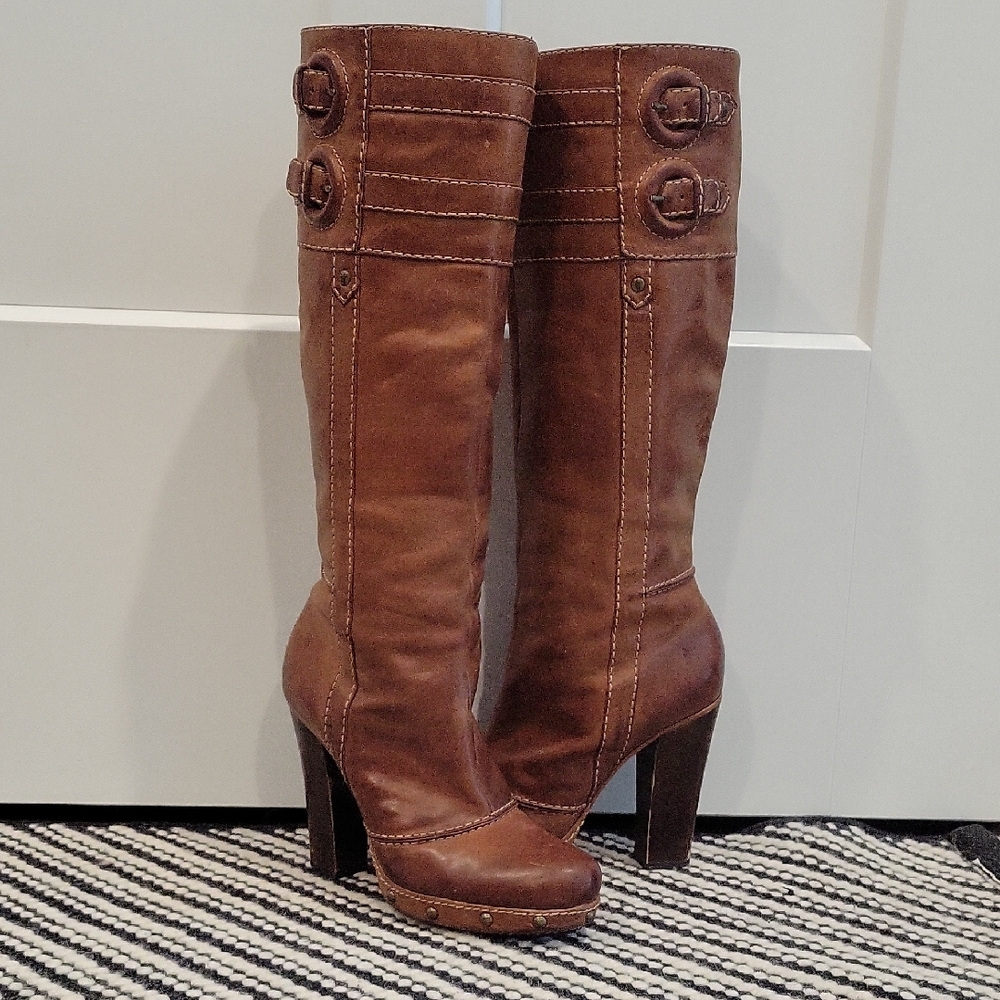 Frye Frankie Buckle Genuine Leather Boots